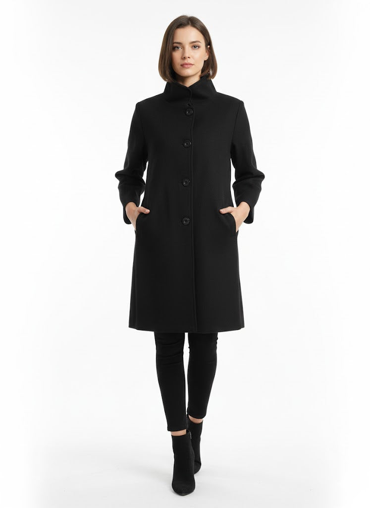 Women’s Black Wool Blend Single Breasted Coat 7012225