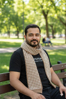 Heart Jacquard Knit Scarf Camel G2111