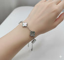White Silver 5 Motifs Bracelet B0266