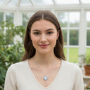 Elegant Silver and Blue Flower Pendant Necklace PN755