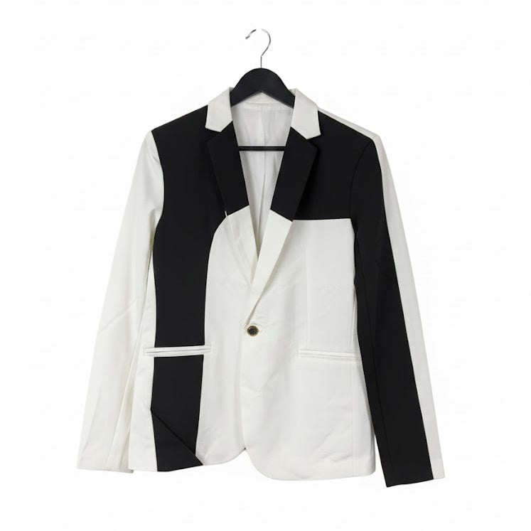 Women's dramatic black and white paneling Jacket blazer S4494242
