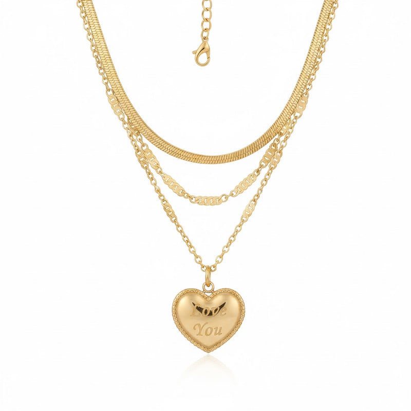 Layered Gold Heart Necklace LV789