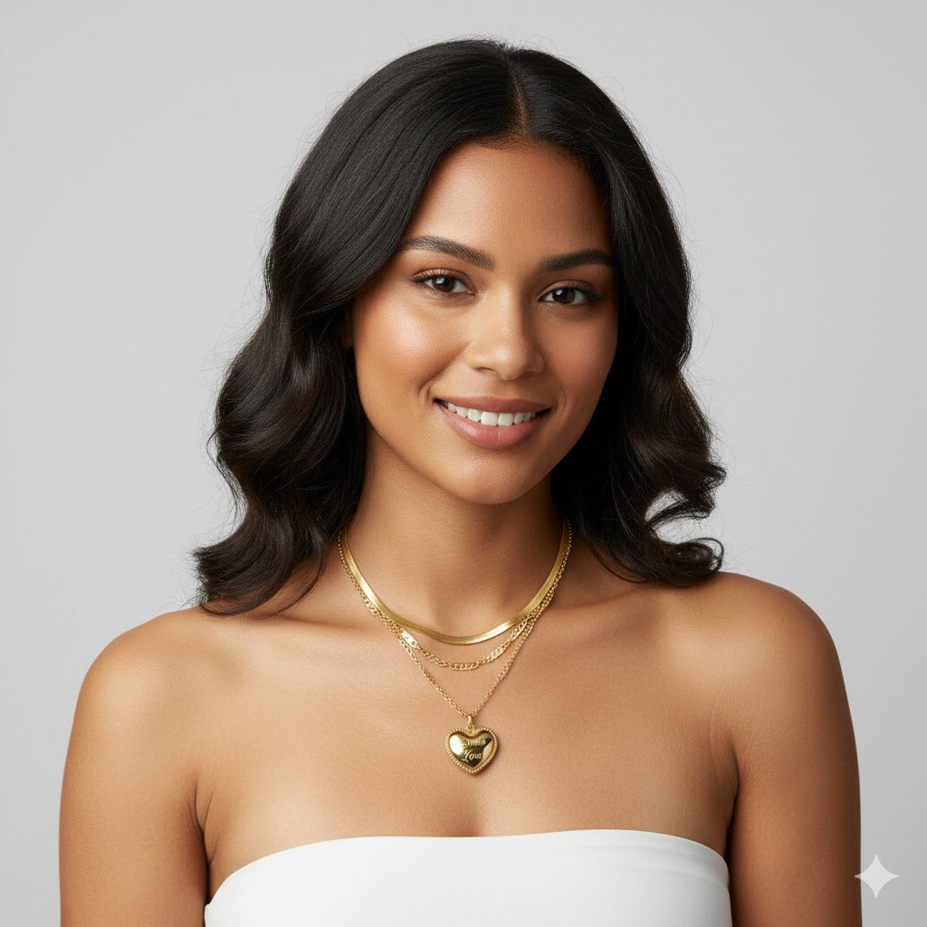 Layered Gold Heart Necklace LV789 Layered Gold Heart Necklace LV789