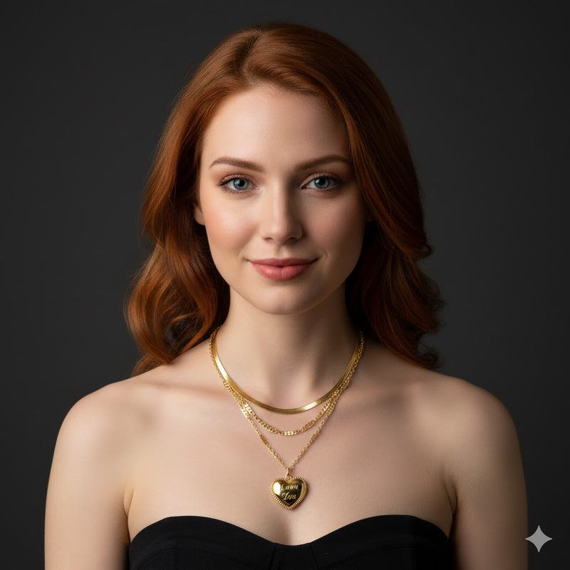 Layered Gold Heart Necklace LV789