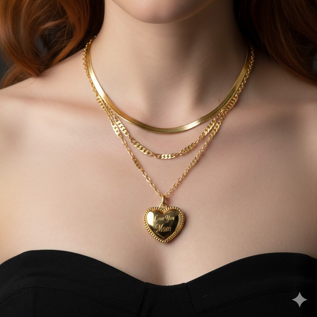 Layered Gold Heart Necklace LV789 Layered Gold Heart Necklace LV789