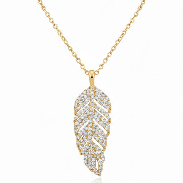 Leaf Drop Necklace - Gold Chain NA111 Leaf Drop Necklace - Gold Chain NA111