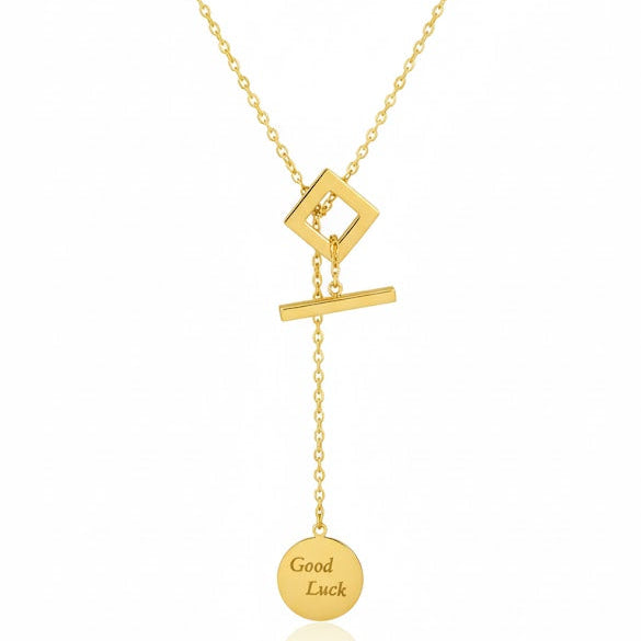 Gold T-Bar Lariat Necklace T369 Gold T-Bar Lariat Necklace T369