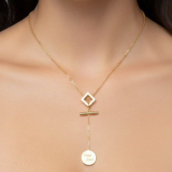 Gold T-Bar Lariat Necklace T369 Gold T-Bar Lariat Necklace T369