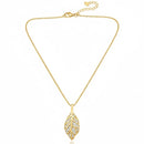 CZ Pave Leaf Pendant Gold Necklace LK898