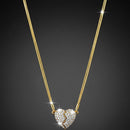 Zirconia Feather Gold Chain Necklace Z258