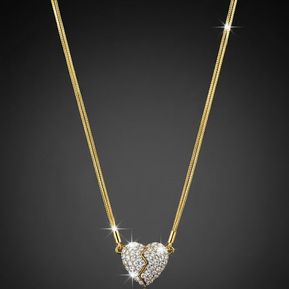 Zirconia Feather Gold Chain Necklace Z258