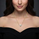 Zirconia Feather Gold Chain Necklace Z258