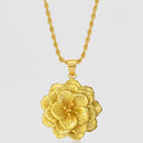 Gold Flower Pendant Rope Chain Necklace G214