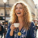 Gold Flower Pendant Rope Chain Necklace G214