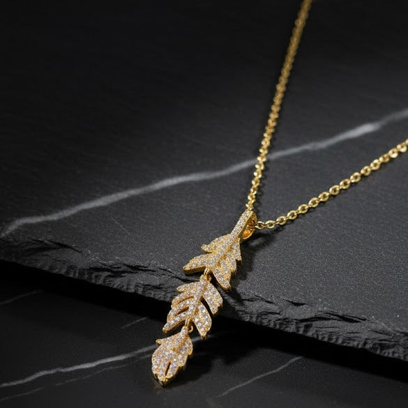 Crystal Feather Necklace Y258