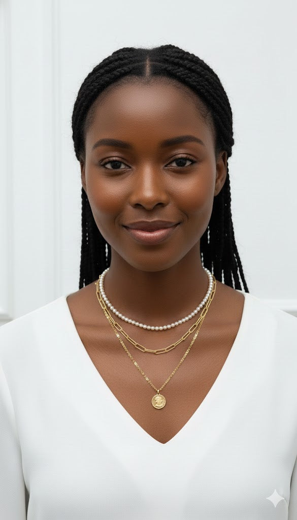 Gold Coin Medallion 3 Layers Necklace X3374310