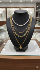 Gold Coin Medallion 3 Layers Necklace X3374310