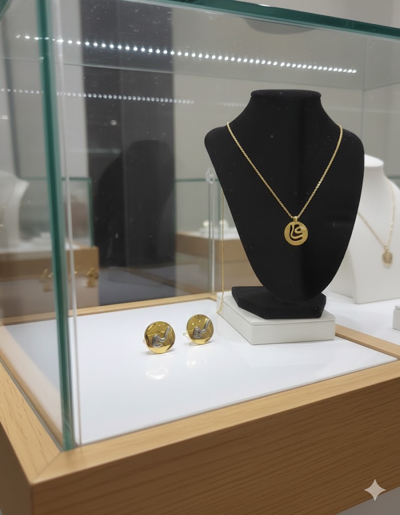 Arabic Letter Necklace and Earrings Set JS29