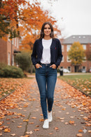 Cable Knit Cotton Crewneck Cardigan RL1235 - TUZZUT Qatar Online Shopping