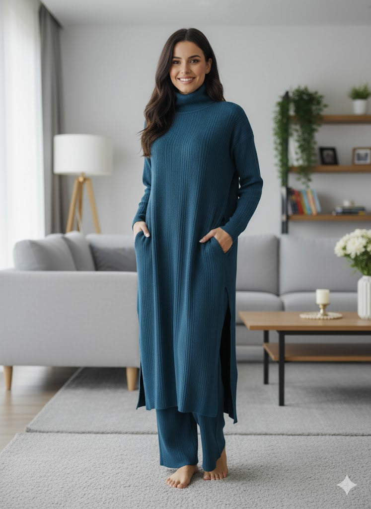 Women's Turtleneck Relaxed Fit Jumpsuit with Pant 72659 - TUZZUT Qatar Online Shopping