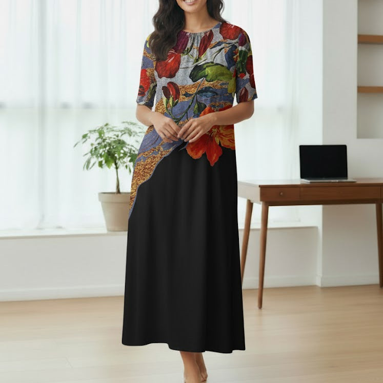 Women's Fashion Printed Long Dress S1155870 - TUZZUT Qatar Online Shopping