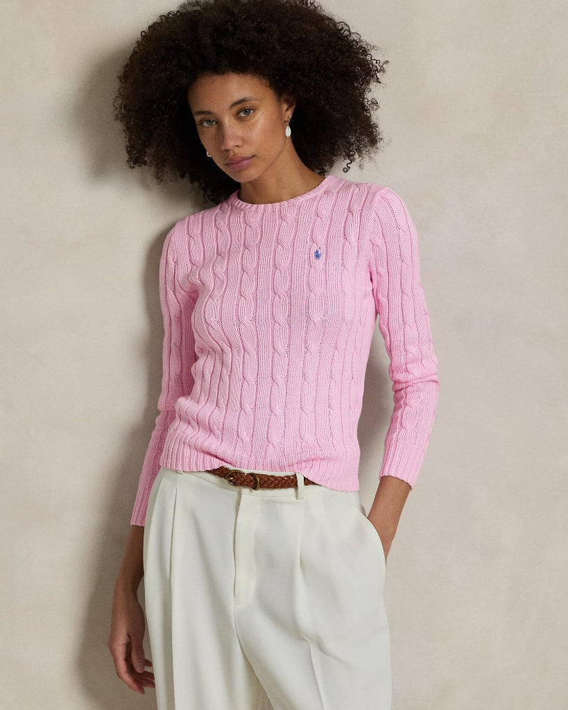 Cable-Knit Cotton Crewneck Jumper Pink 7014481 Cable-Knit Cotton Crewneck Jumper Pink 7014481