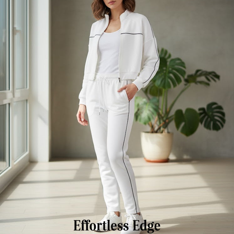 Women's 2pc White Sportstyle Tracksuit Set 885422 - TUZZUT Qatar Online Shopping