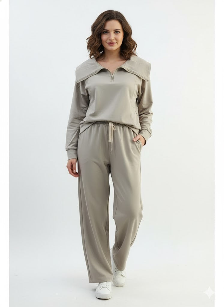 Zip Neck Sweat Tracksuit Set 7014625 - TUZZUT Qatar Online Shopping