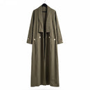 Women's Winter Fluid Olive Green Longline Duster Coat S5031353 - TUZZUT Qatar Online Shopping