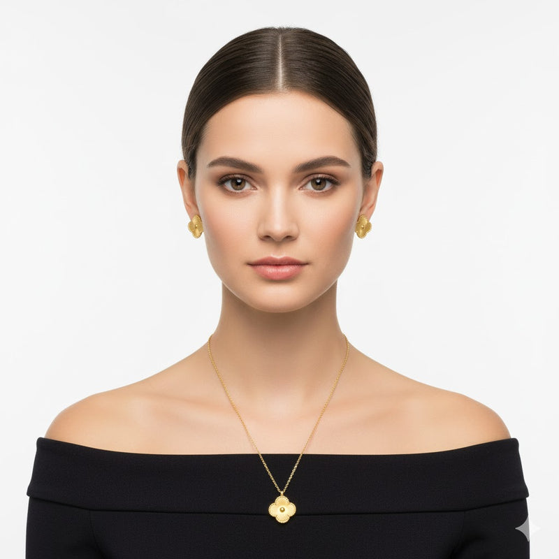 Flower Design Necklace And Earrings For Women X3694219 - TUZZUT Qatar Online Shopping