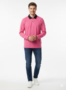 Colorblock Shwal Neck Blend Pink T-Shirt DQC1039