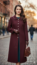 Slim Fit Long Knee Length Woolen Coat 57605 - TUZZUT Qatar Online Shopping