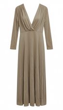 Long Sleeved Plunging V-neck Maxi Dress MD1009 - TUZZUT Qatar Online Shopping