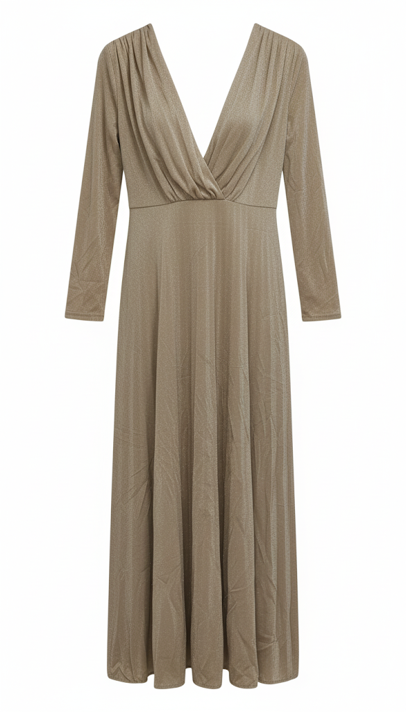 Long Sleeved Plunging V-neck Maxi Dress MD1009 - TUZZUT Qatar Online Shopping