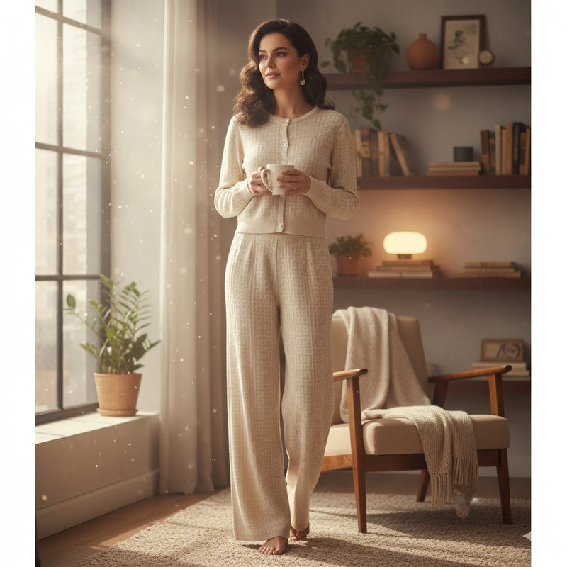 Women Elegant Knitted 2 Piece Sets KS665 - TUZZUT Qatar Online Shopping