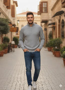Quarter Zip Textured Funnel Sweatshirt XL TZ3200 - TUZZUT Qatar Online Shopping