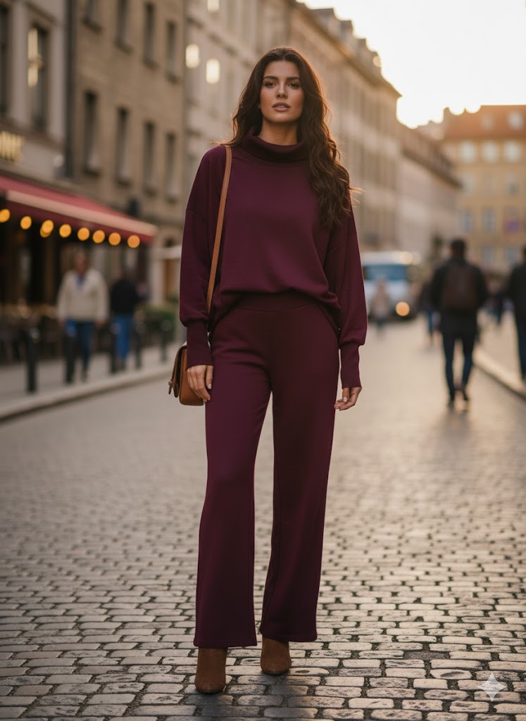 Turtleneck Pullover Top Loose Pant Set 179597 Turtleneck Pullover Top Loose Pant Set 179597