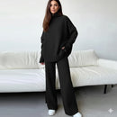 Black Turtleneck Sweater and Wide-Leg Pant Set 440Q6X - TUZZUT Qatar Online Shopping