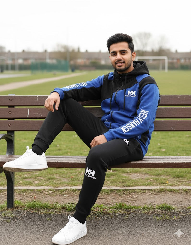 Blue Black Mens Zip Up Hoodie Tracksuit 2 Pc Set S4989224 - TUZZUT Qatar Online Shopping