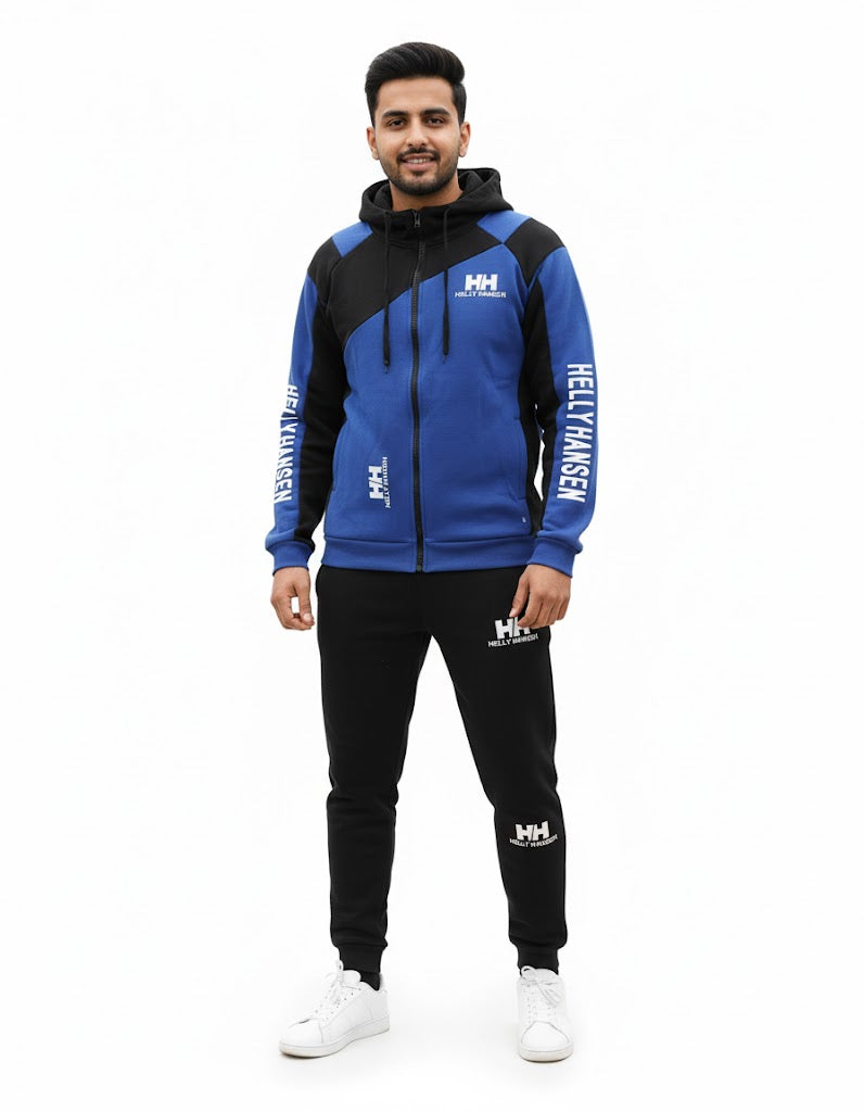 Blue Black Mens Zip Up Hoodie Tracksuit 2 Pc Set S4989224 - TUZZUT Qatar Online Shopping