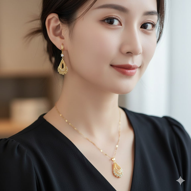 Women's Necklace with Earrings NE65 - TUZZUT Qatar Online Shopping