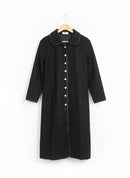 Slim Fit Long Knee Length Black Woolen Coat B-148607 - TUZZUT Qatar Online Shopping