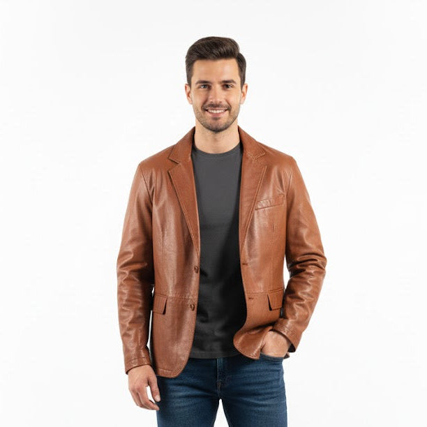 Men New Fashion Leather Jacket 5542014 - TUZZUT Qatar Online Shopping