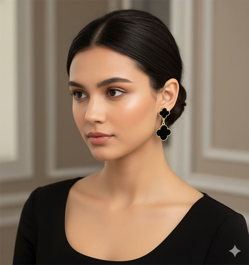 Black Dangle Earrings ER101 - TUZZUT Qatar Online Shopping