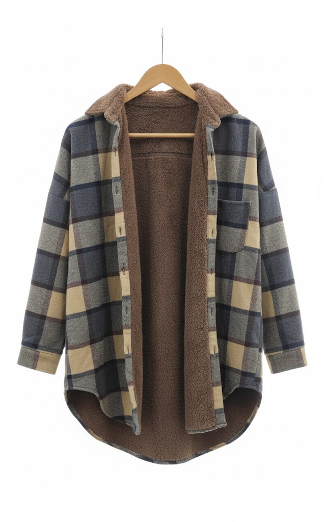 Winter Wool Flannel Check Overshirt TZ7900 - TUZZUT Qatar Online Shopping