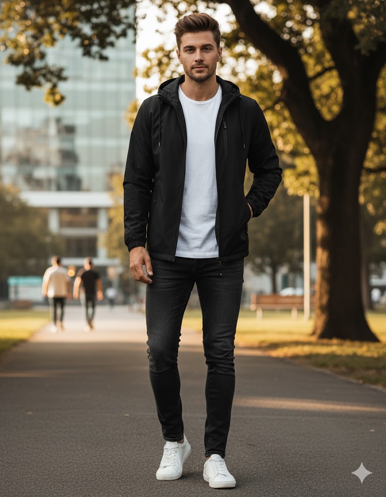 Lightweight Softshell Windbreaker Hooded Zip Jacket HJ0012 - TUZZUT Qatar Online Shopping