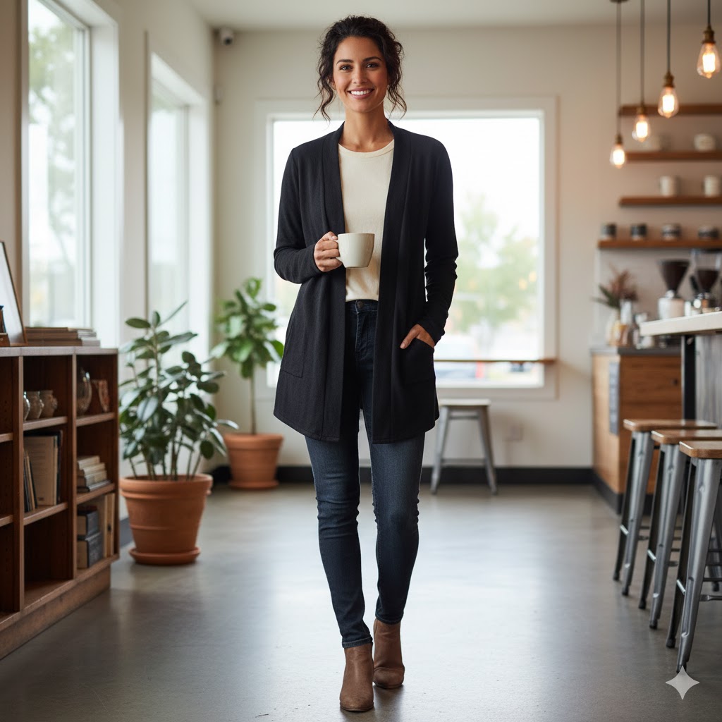 Women's Black Cardigan B-364446