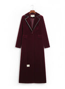 Women Velvet Long Windbreaker Coat S 175728 - TUZZUT Qatar Online Shopping