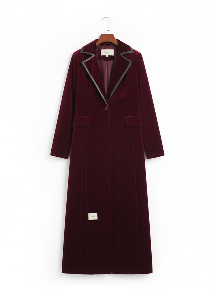 Women Velvet Long Windbreaker Coat S 175728 - TUZZUT Qatar Online Shopping