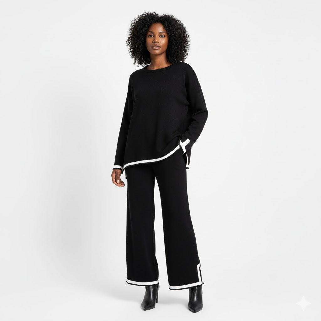 Long Sleeve Pullover Top + Wide Leg Pant Set 30393 Long Sleeve Pullover Top + Wide Leg Pant Set 30393